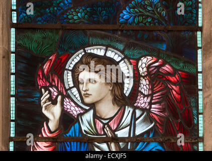 WWI memorial window detail, St. Peter`s Church, Hook Norton, Oxfordshire, England, UK Stock Photo